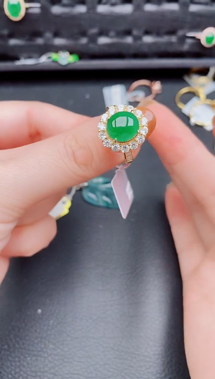 【闪购商品】翡翠戒指银S925镶嵌天然a货翡翠449