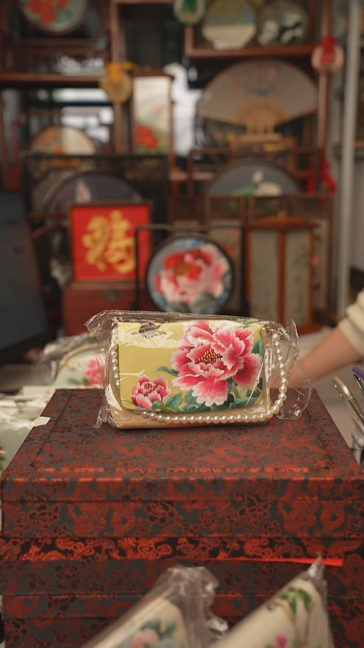 扇子用****3包包 绣花双面非遗