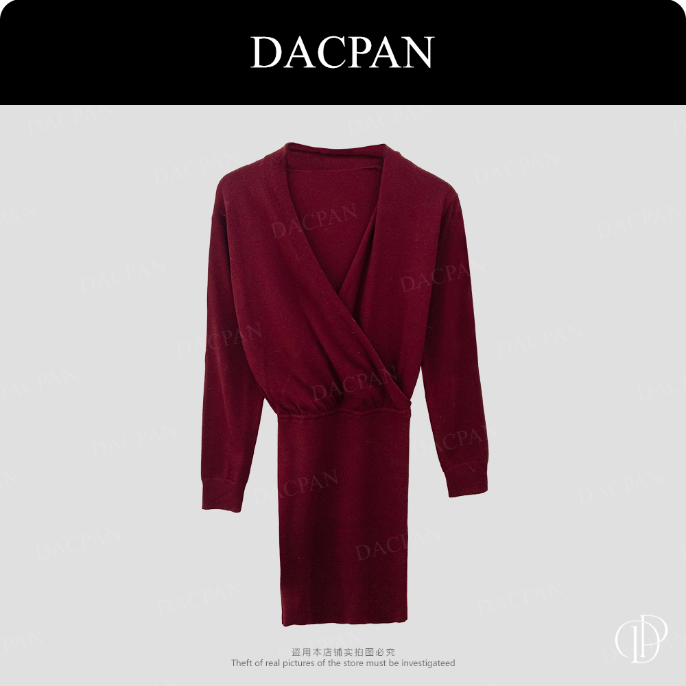 DACPAN-“万能穿搭”V领针织长袖连衣裙 2025/盼·PP 62247