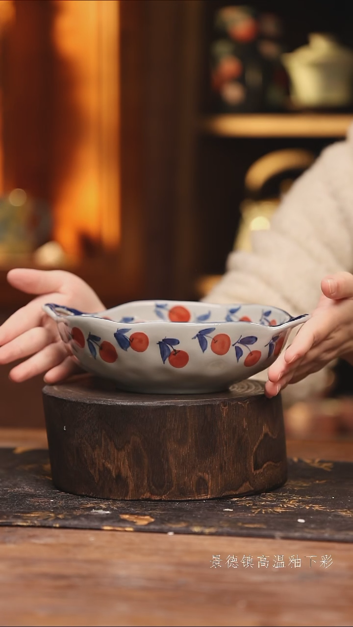 陶瓷景德镇高温釉下手绘陶瓷@L260@