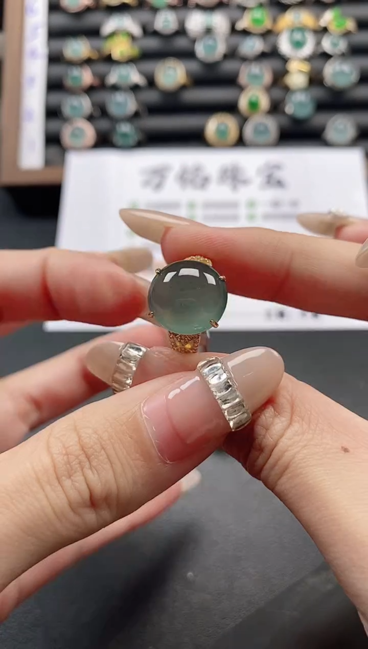 银S925镶嵌戒指翡翠51511
