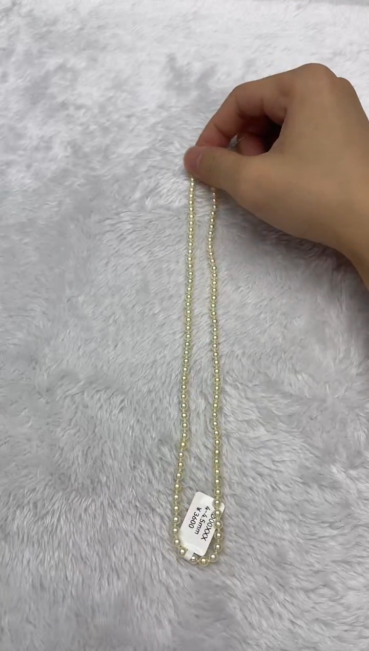 海水珍珠银S925镶嵌项链AK羽皇金4-4.5mm（多样性发一）