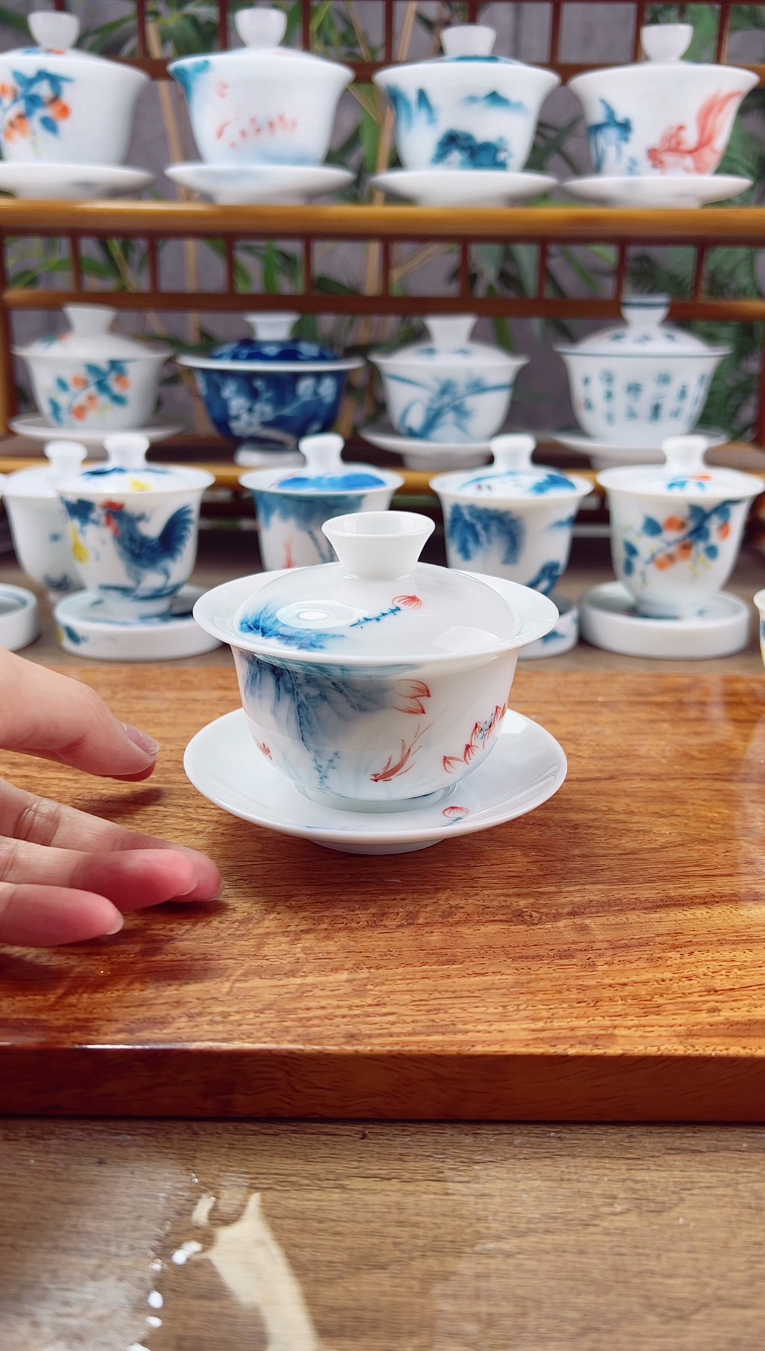 【闪购商品】微瑕蓝莲130ml三才盖碗