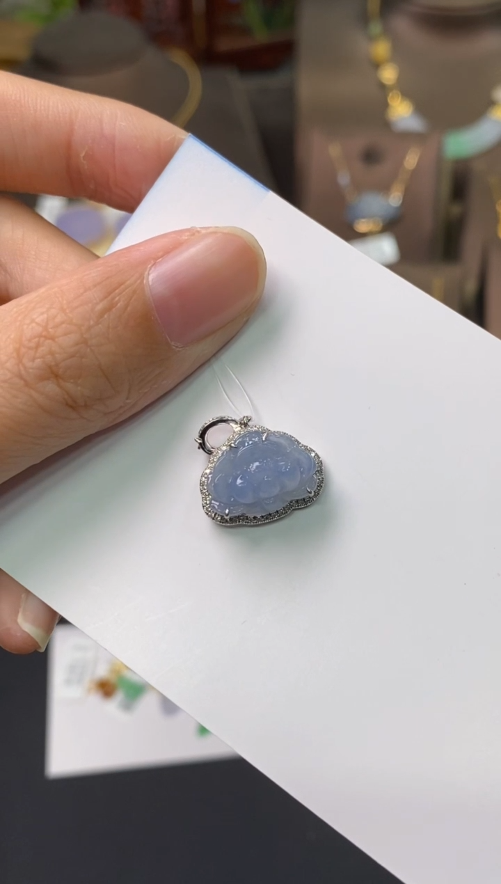 【闪购商品】翡翠颈饰18K金镶嵌净货14013