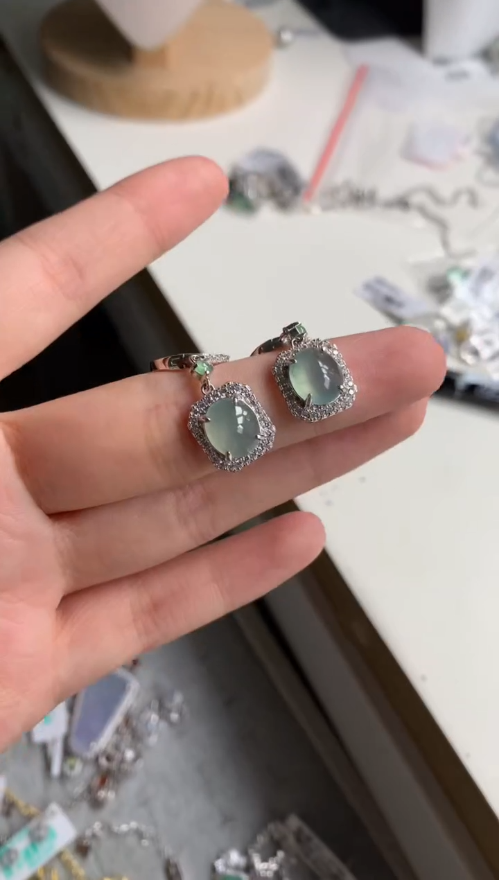 银S925镶嵌戒指翡翠妙*耳饰