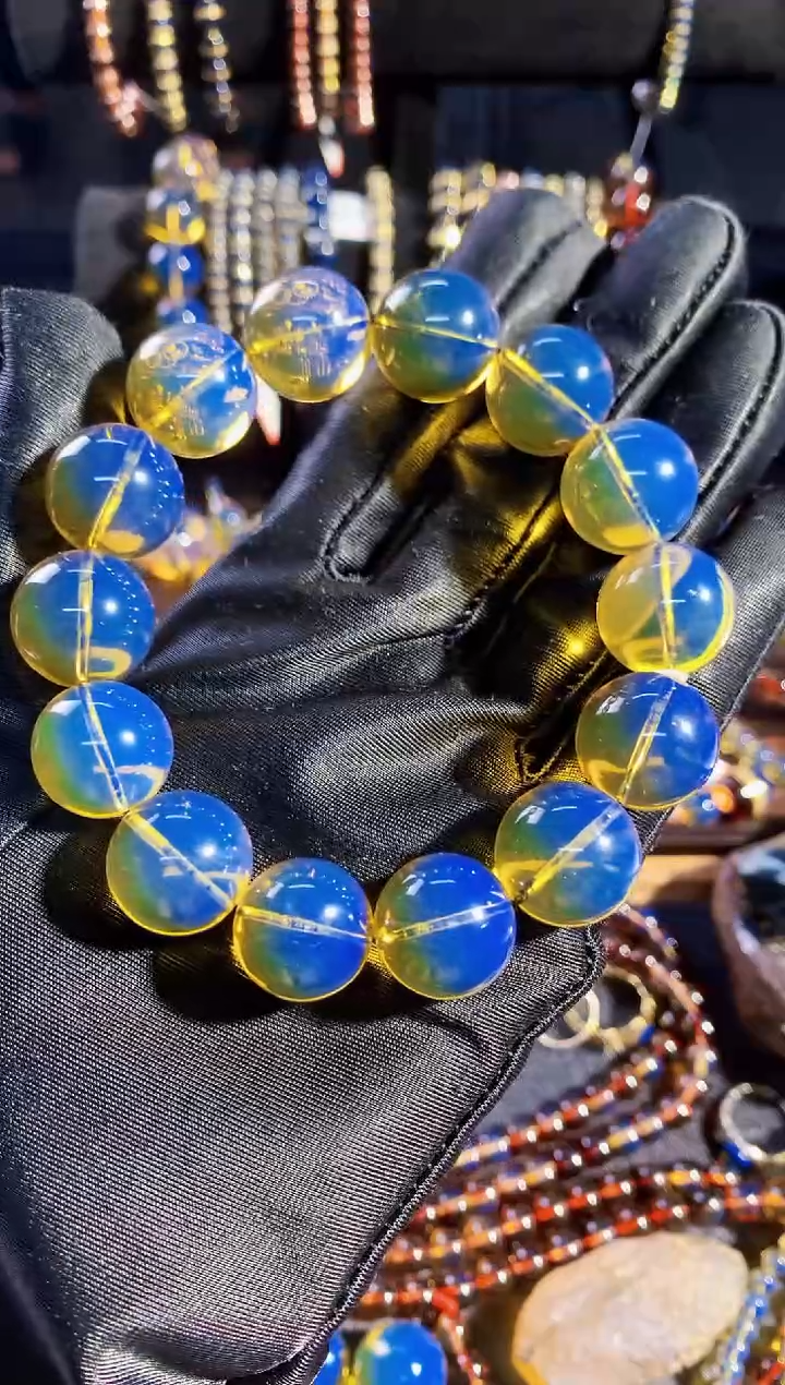 【闪购商品】未镶嵌琥珀珠宝奇石16mm高蓝手串