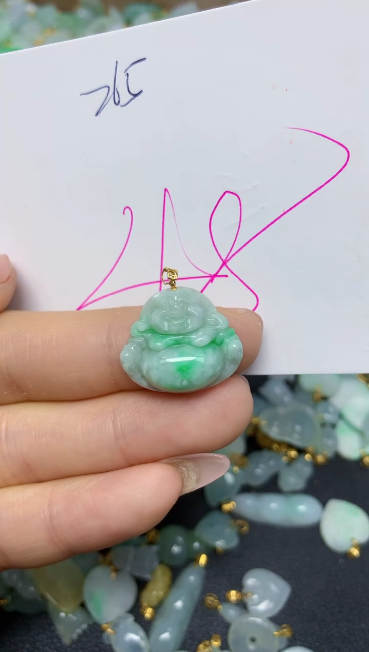 【闪购商品】翡翠挂件18K金镶嵌 天然翡翠A货