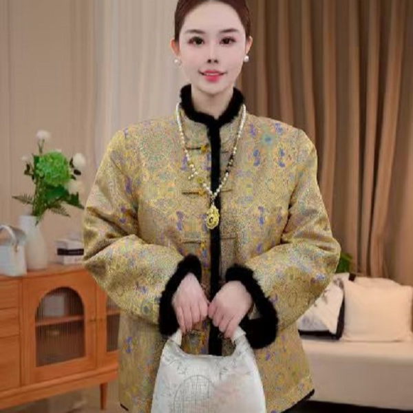 【八达运】宋锦盘扣冬季唐装外套2025D1665-瑾玉杭锦仓