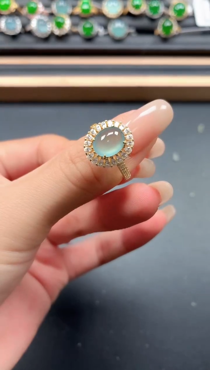 银S925镶嵌戒指翡翠111