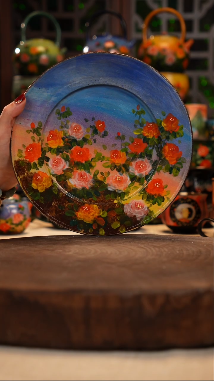 紫砂油画手绘釉下彩