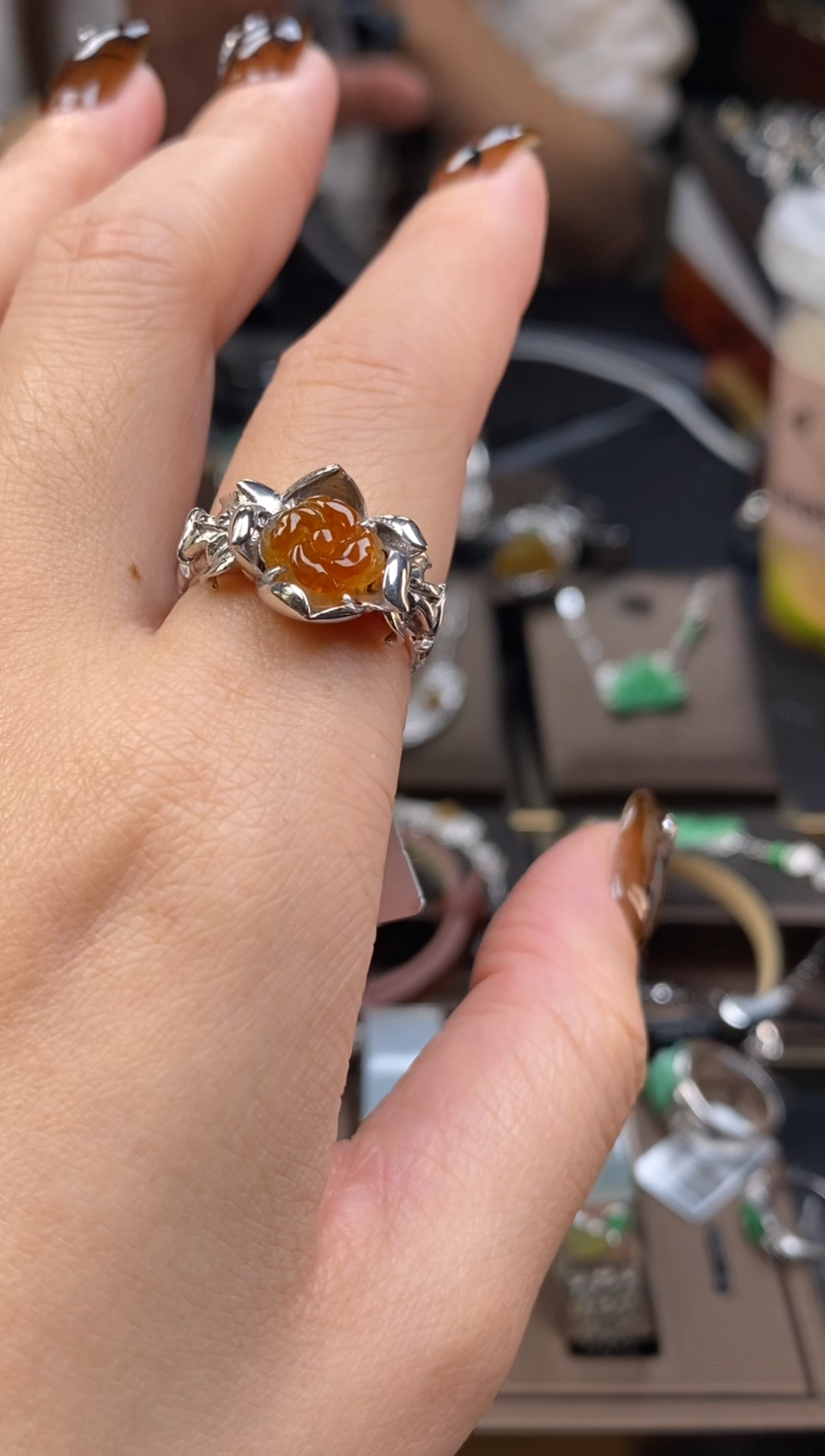 颈饰银S925镶嵌翡翠净货18822