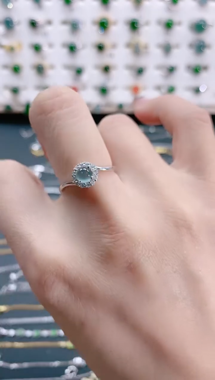 【闪购商品】翡翠戒指银S925镶嵌天然翡翠