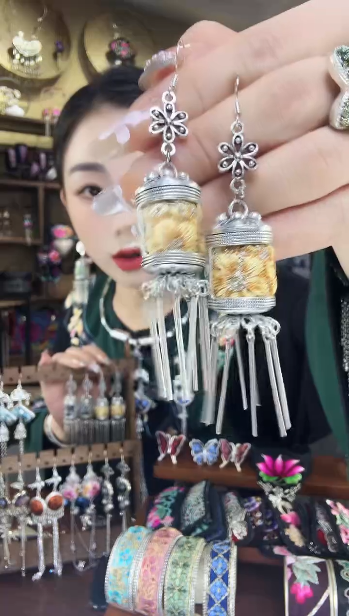 刺绣非遗刺绣民族风耳环