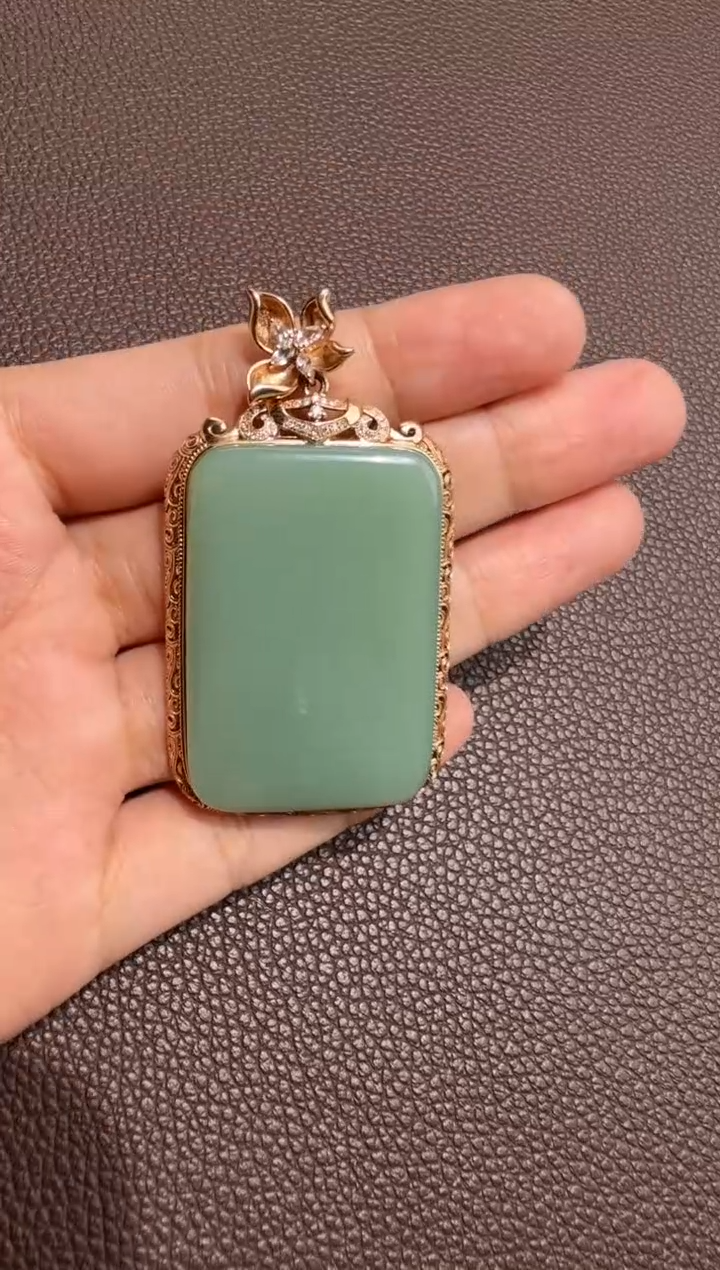 和田玉18K金镶嵌颈饰94-105-8.12多样性拍一发一