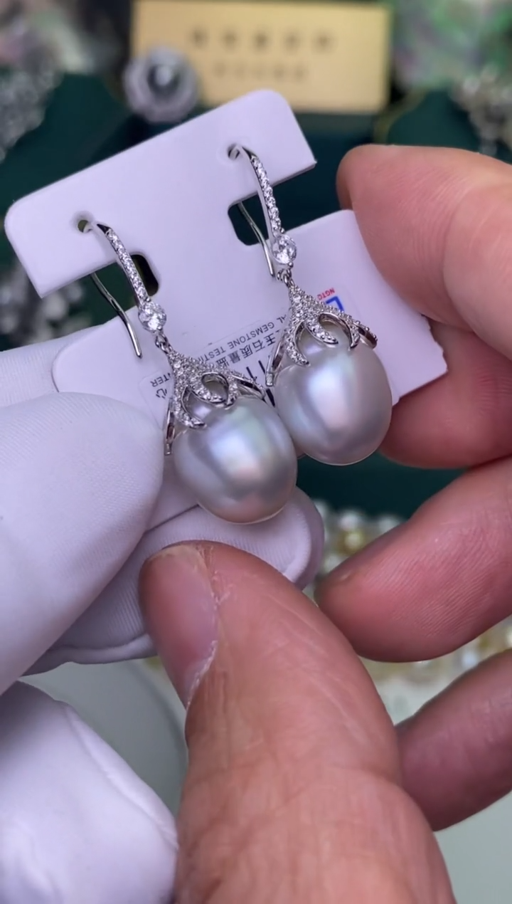 【闪购商品】海水珍珠耳饰银S925镶嵌12