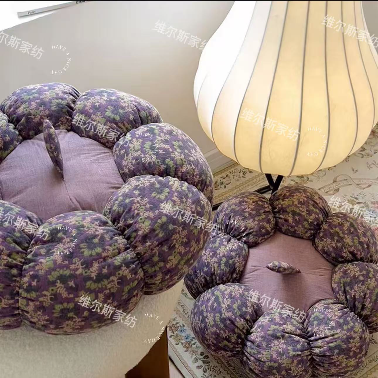 亲肤棉双层纱玩偶抱枕坐垫--小紫花南瓜（中号）