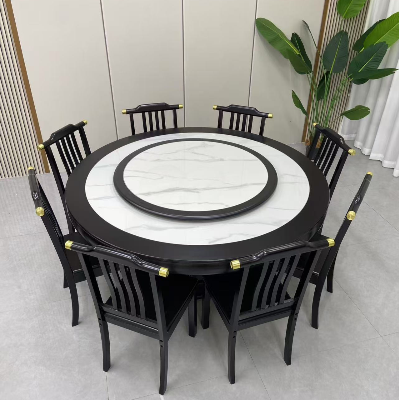 新中式可耐磨酒店餐桌圆桌简约饭桌古典家用两用圆形餐厅餐桌椅