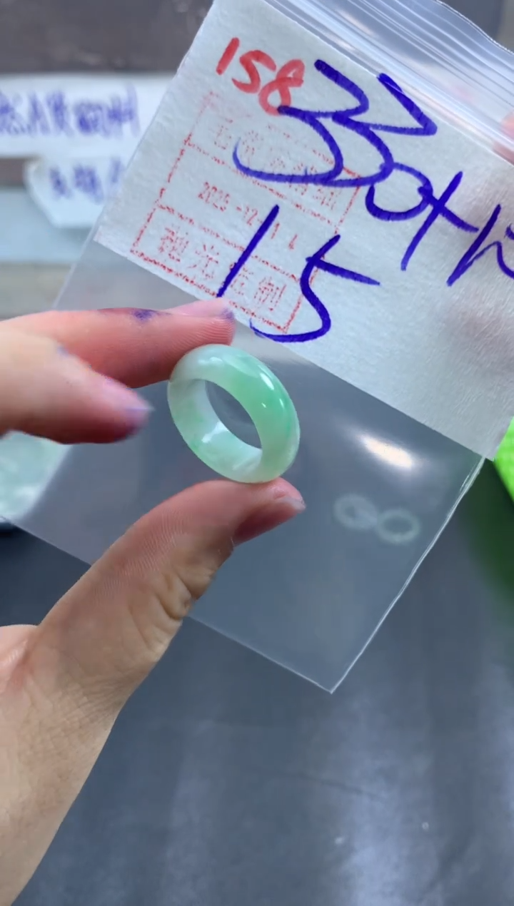 未镶嵌定制翡翠戒圈15#340毛货需精细抛光