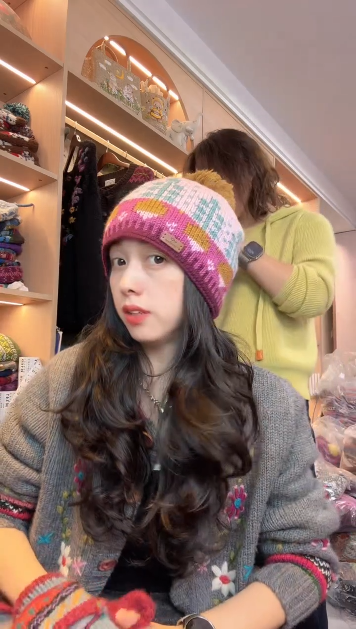 羊毛美利奴粉色萝卜单球帽