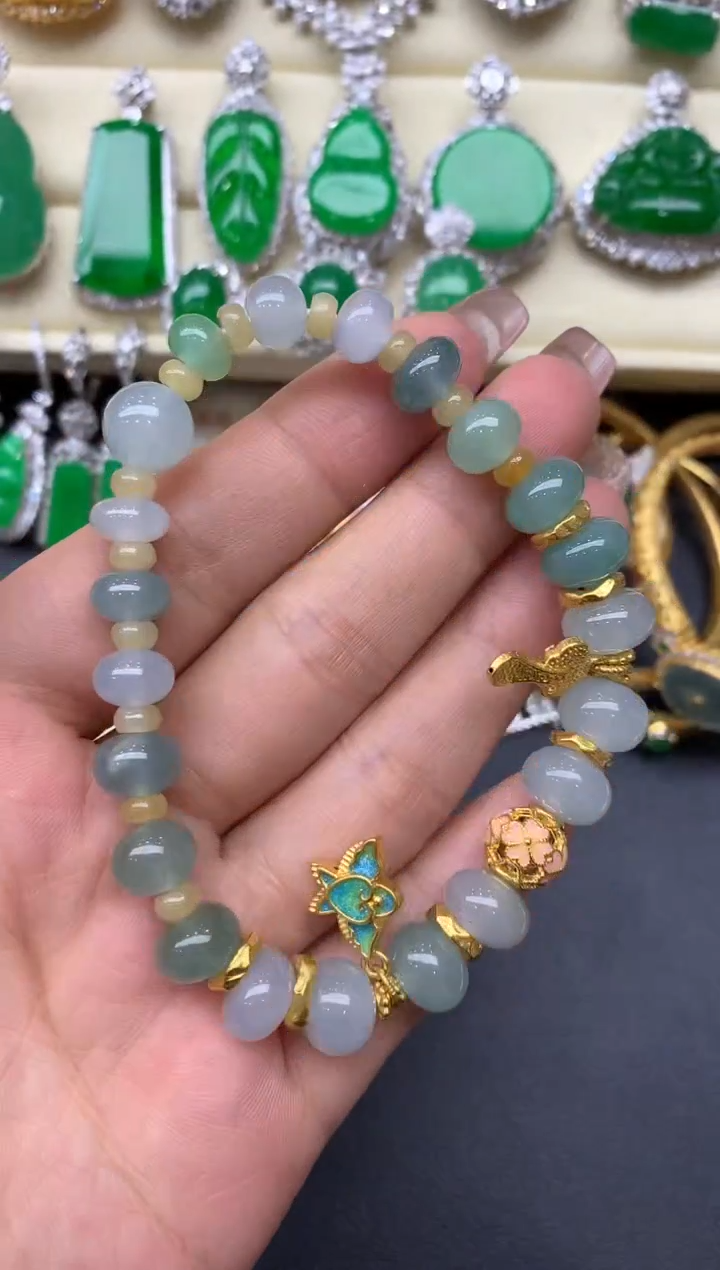 足金镶嵌手链翡翠409-中国好珍宝