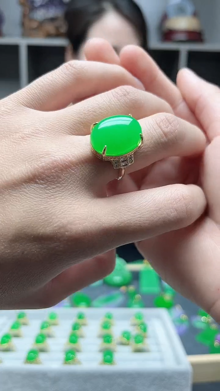 【闪购商品】翡翠戒指14K金镶嵌戒指