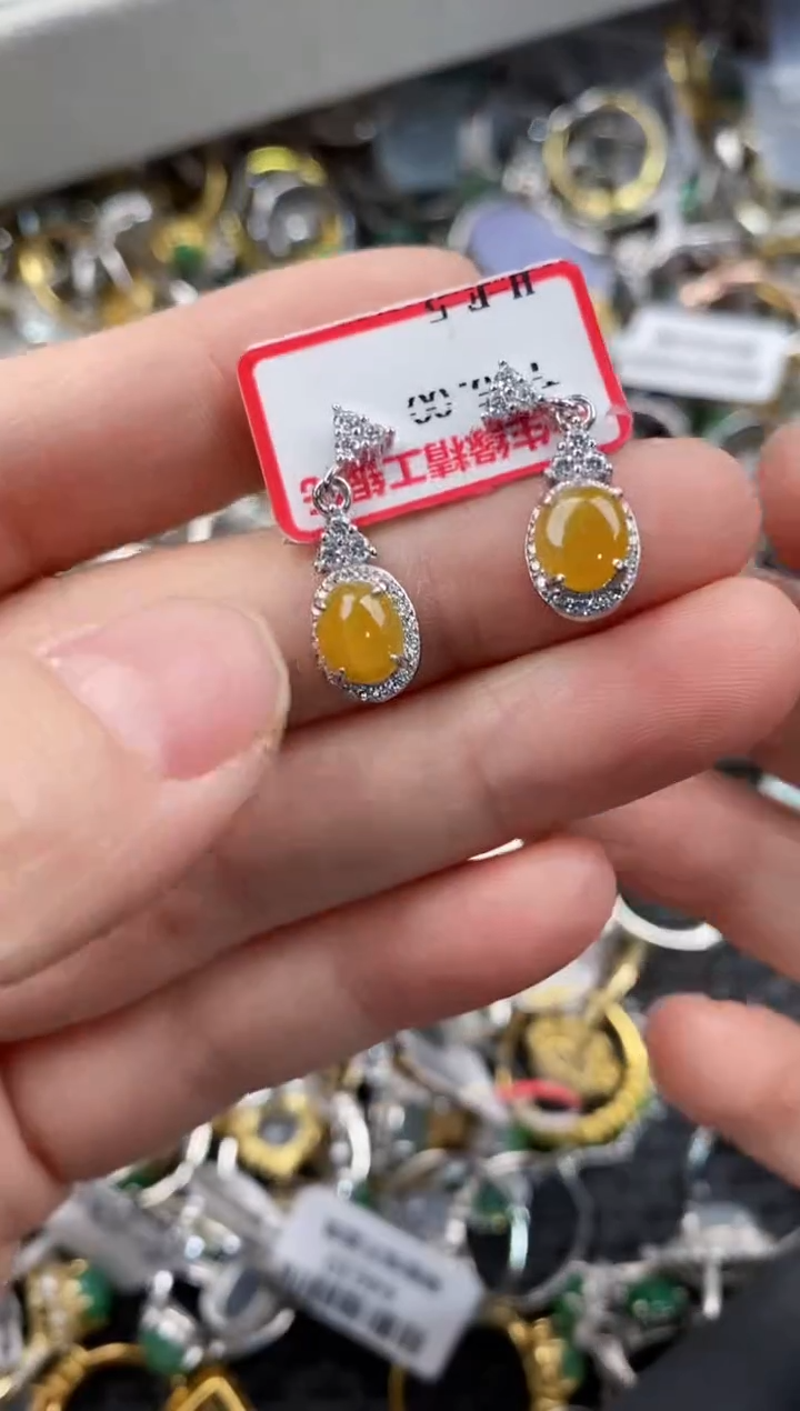 银S925镶嵌戒指翡翠666   3