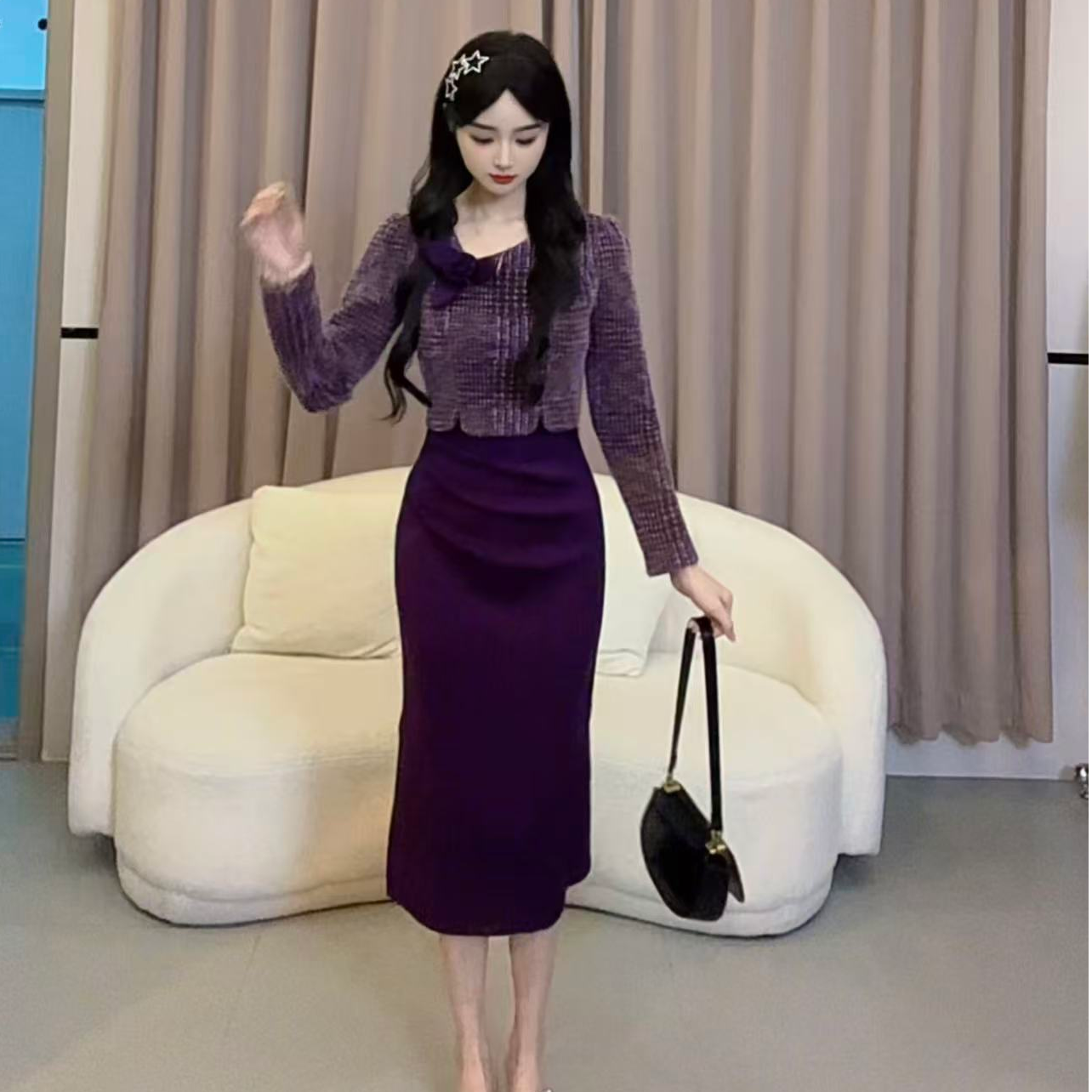 【蛋蛋】秋冬轻奢时尚名媛气质洋气显瘦连衣裙YYMZQ53725