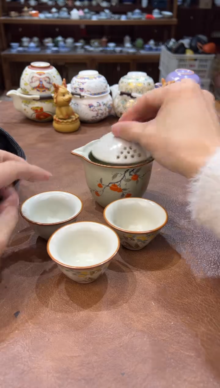 真的很便宜会开片的旅行茶具