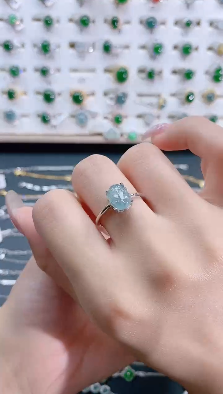 翡翠银S925镶嵌戒指天然翡翠