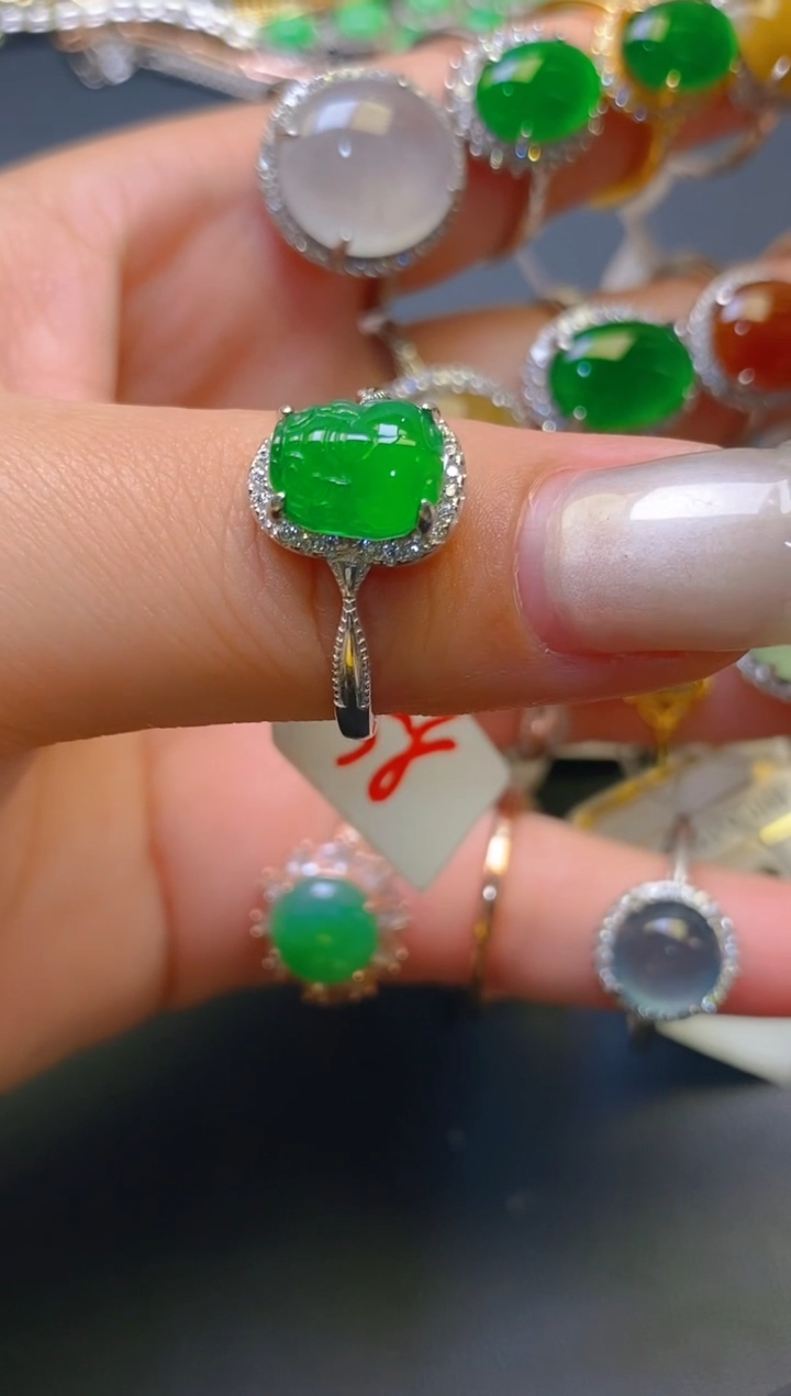 【闪购商品】翡翠耳饰银S925镶嵌天然A货翡翠1