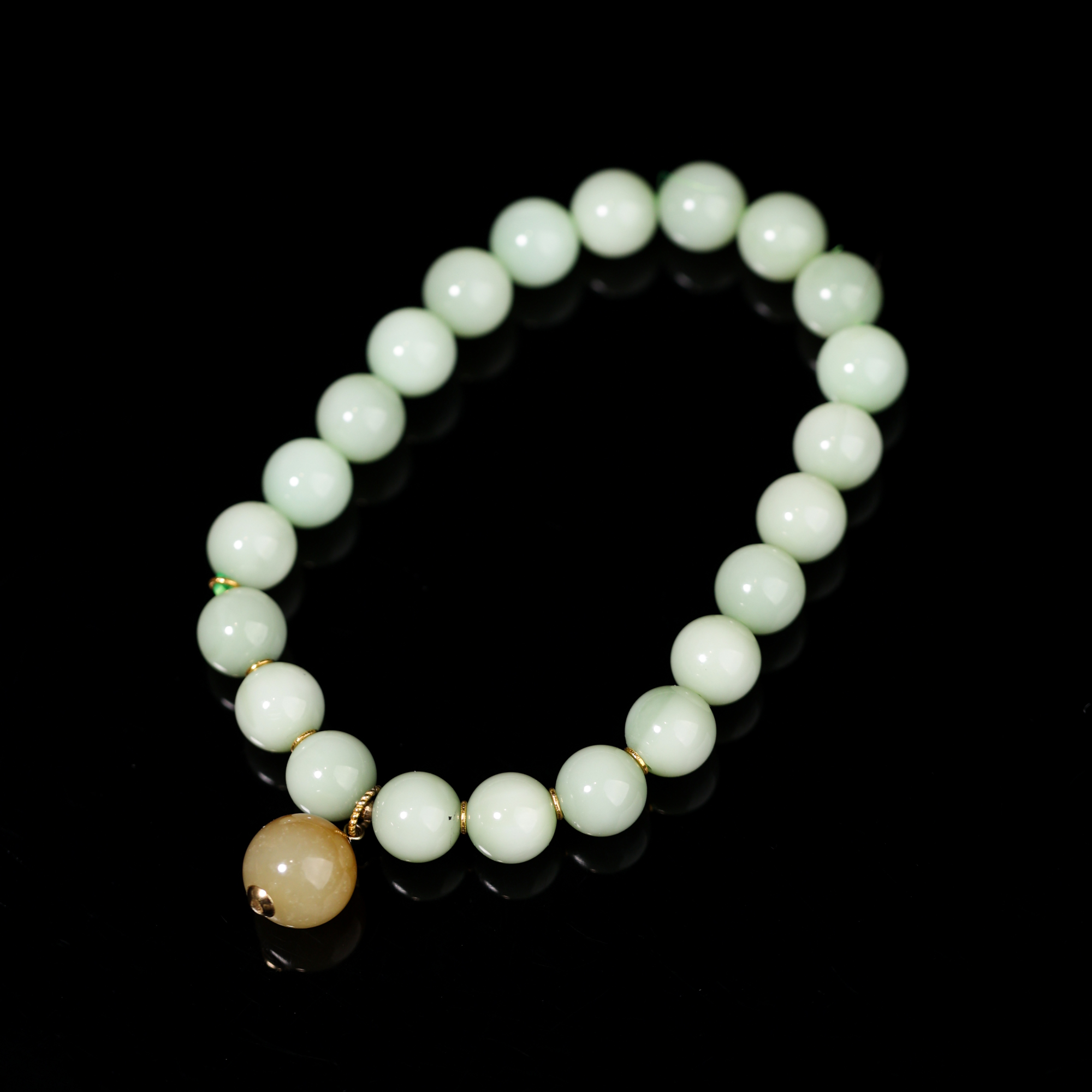 【绿云】原创国风新中式手工设计和田黑羊洞手串