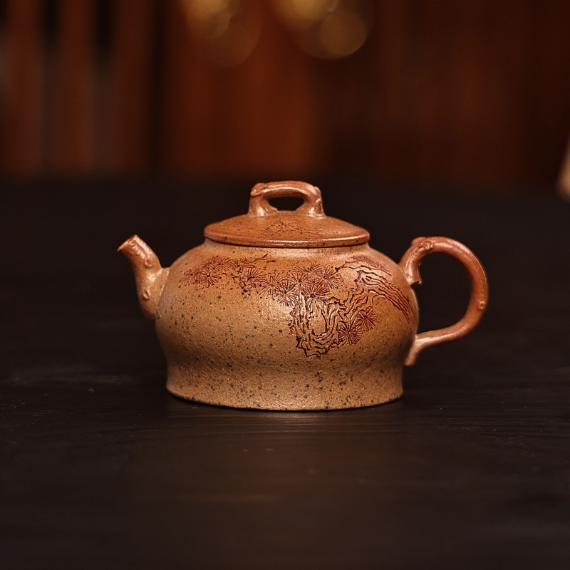 知餘造器 问松紫砂壶宜兴原矿段泥柴烧纯手工内推孔茶具