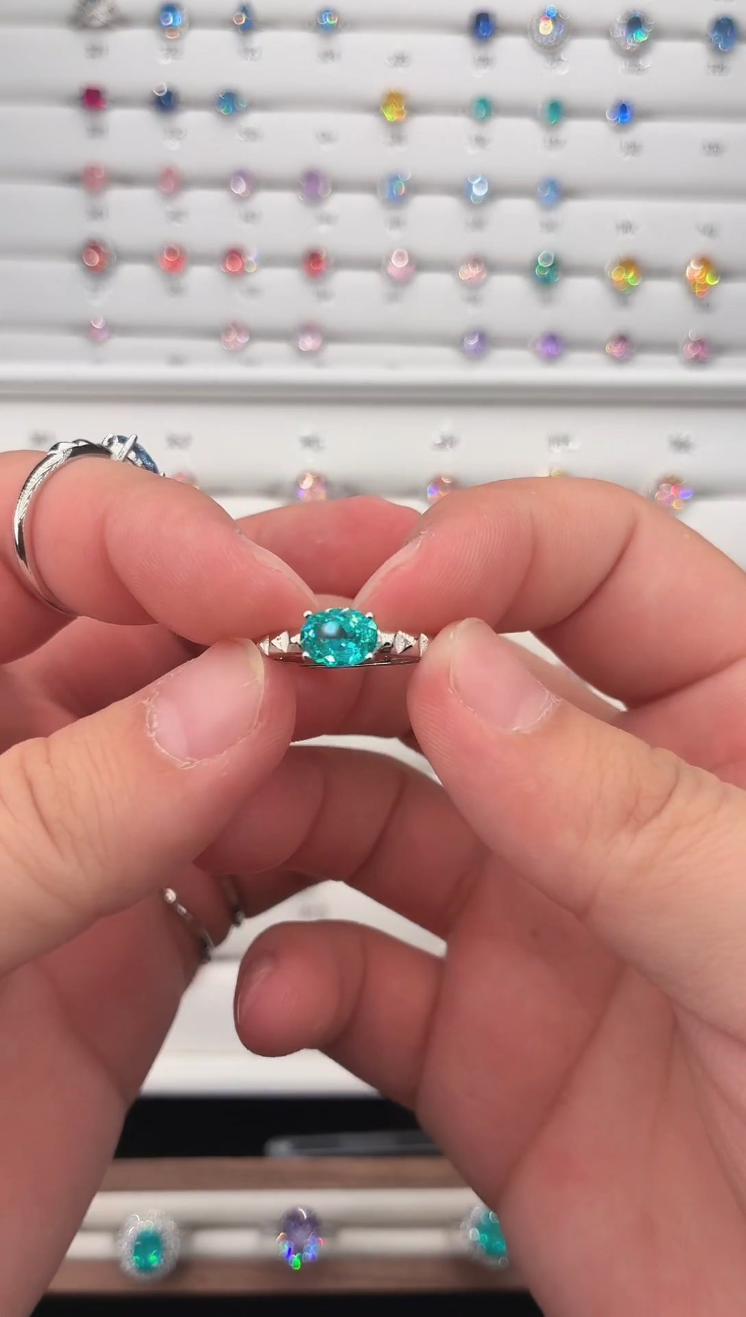 银S925镶嵌戒指帕拉依巴碧玺123456