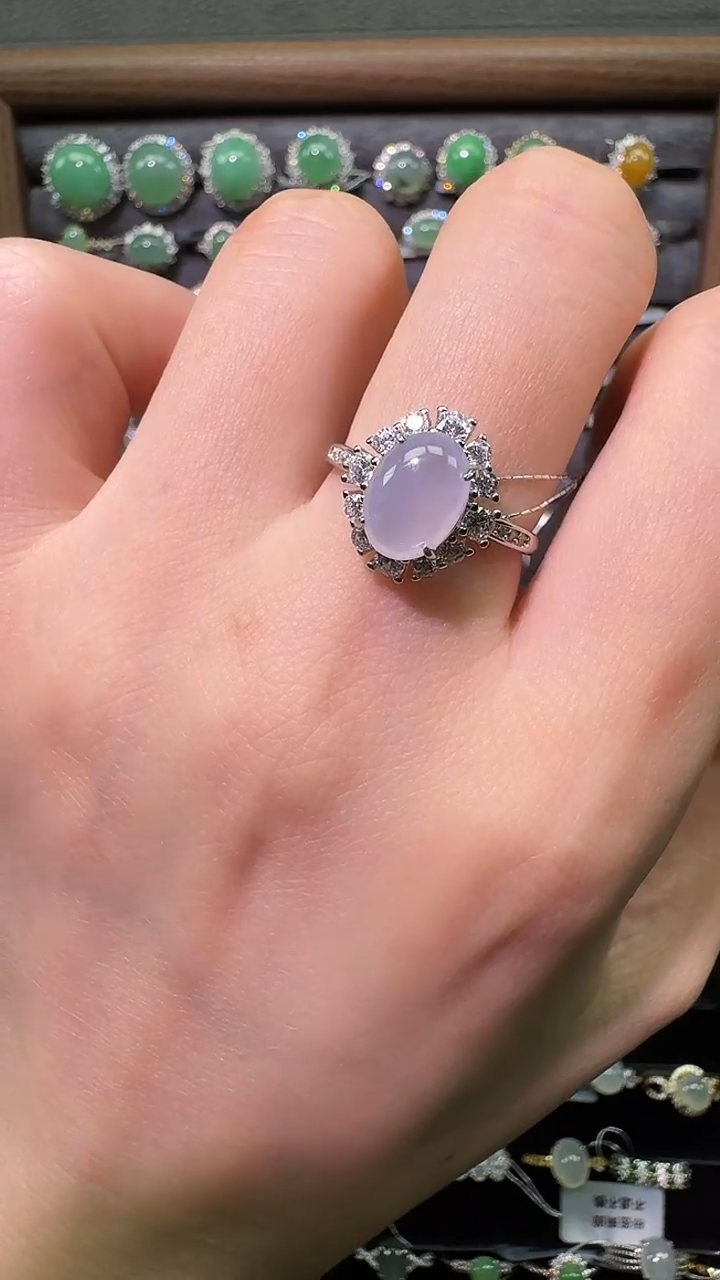 银S925镶嵌戒指翡翠戒指61