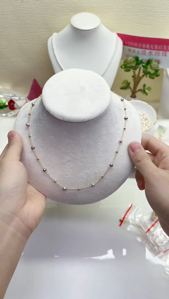 项链未镶嵌淡水珍珠紫色满天星