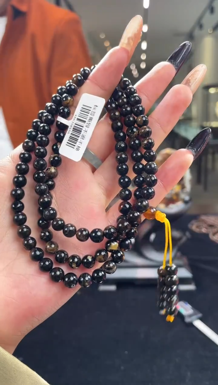 琥珀颈饰未镶嵌缅甸琥珀乌兰花翁108