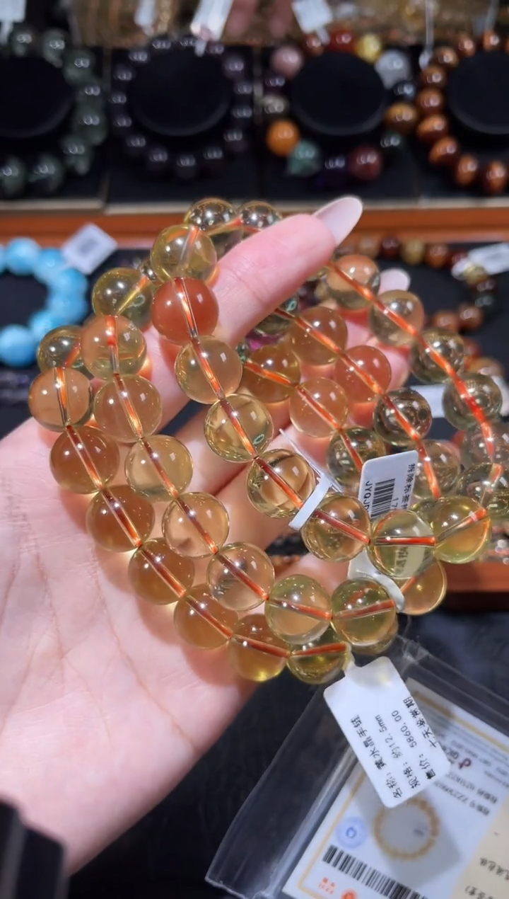 未镶嵌手链水晶巴西黄水晶手链12.5mm（多样性发其一）