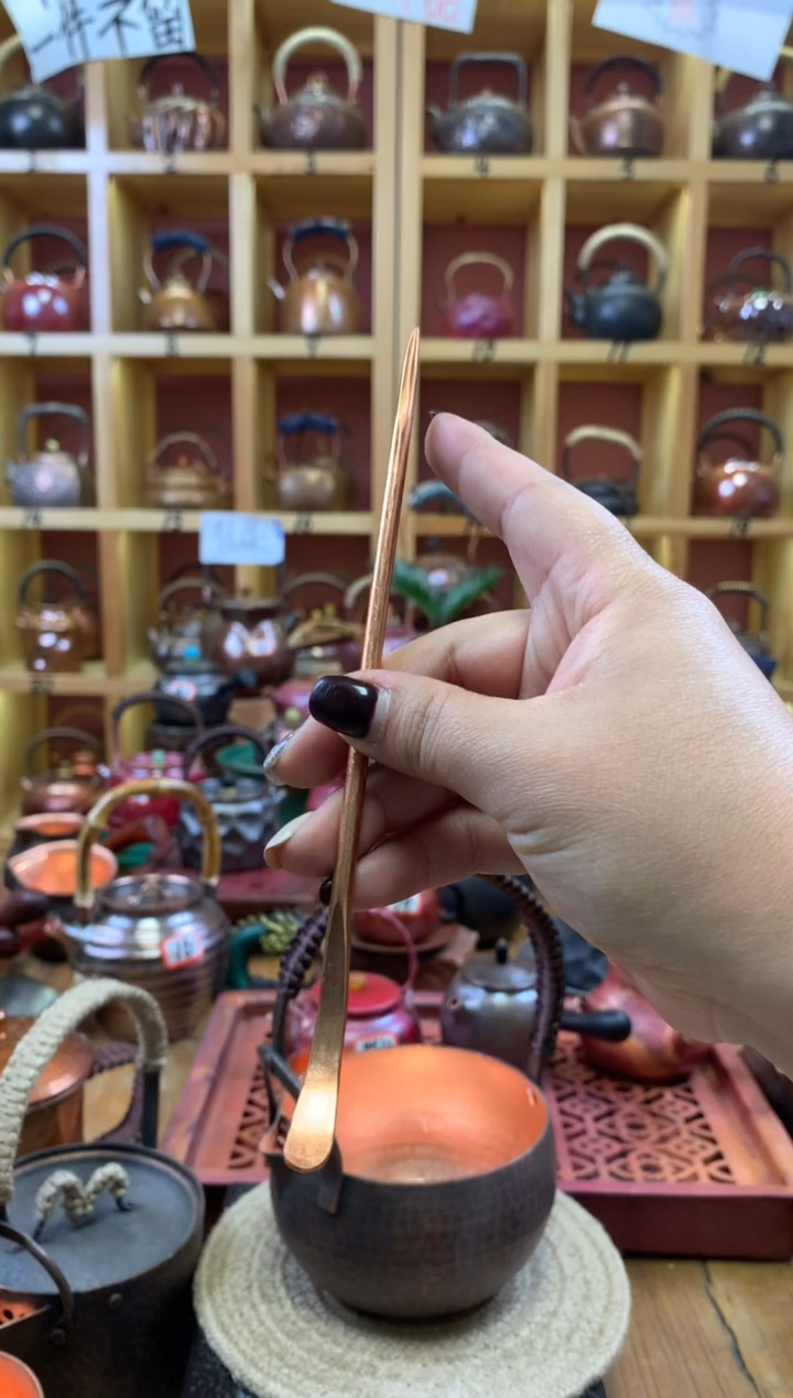 紫铜手工锻打双头茶针茶拨