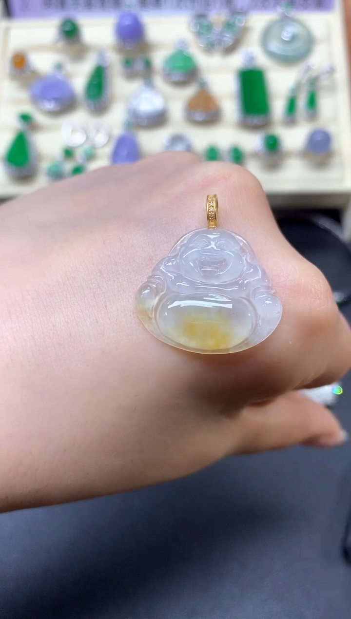 【闪购商品】翡翠吊坠(不含链)18K金镶嵌吊坠|900+90