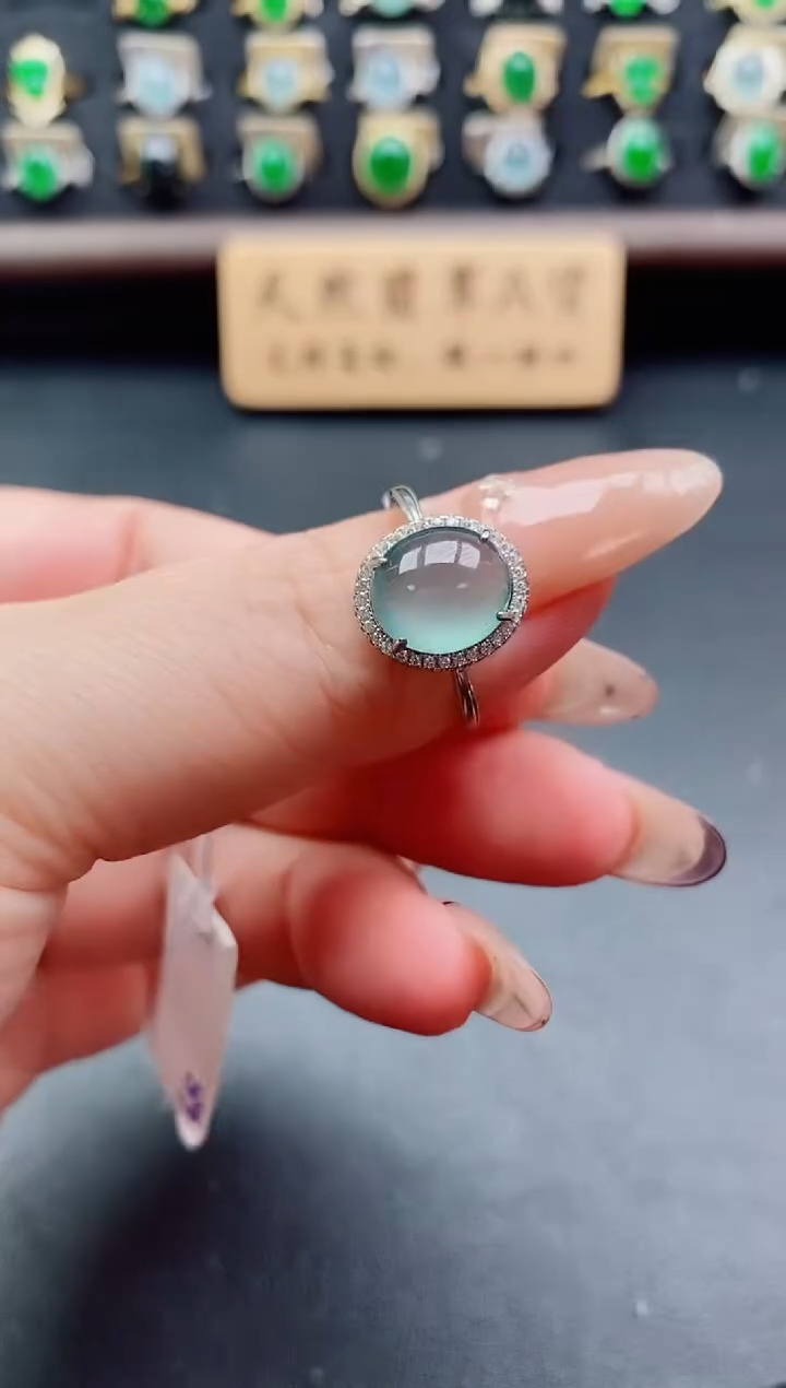 银S925镶嵌戒指翡翠1