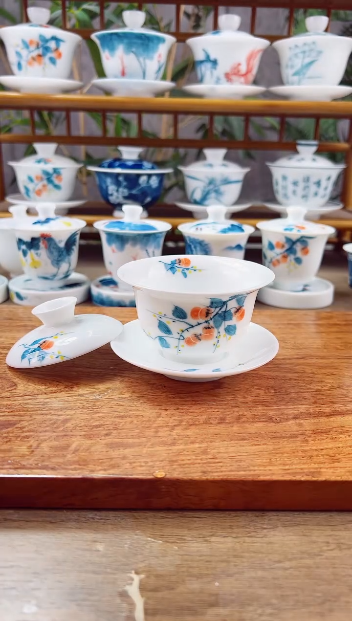 【闪购商品】微瑕柿柿如意130ml三才盖碗