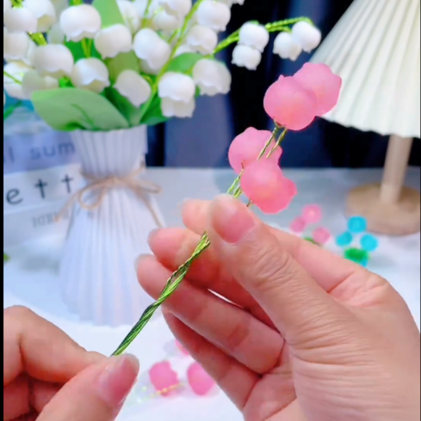 浪漫磨砂香水铃兰花创意手工diy材料包编织花束客厅摆件防摔花瓶