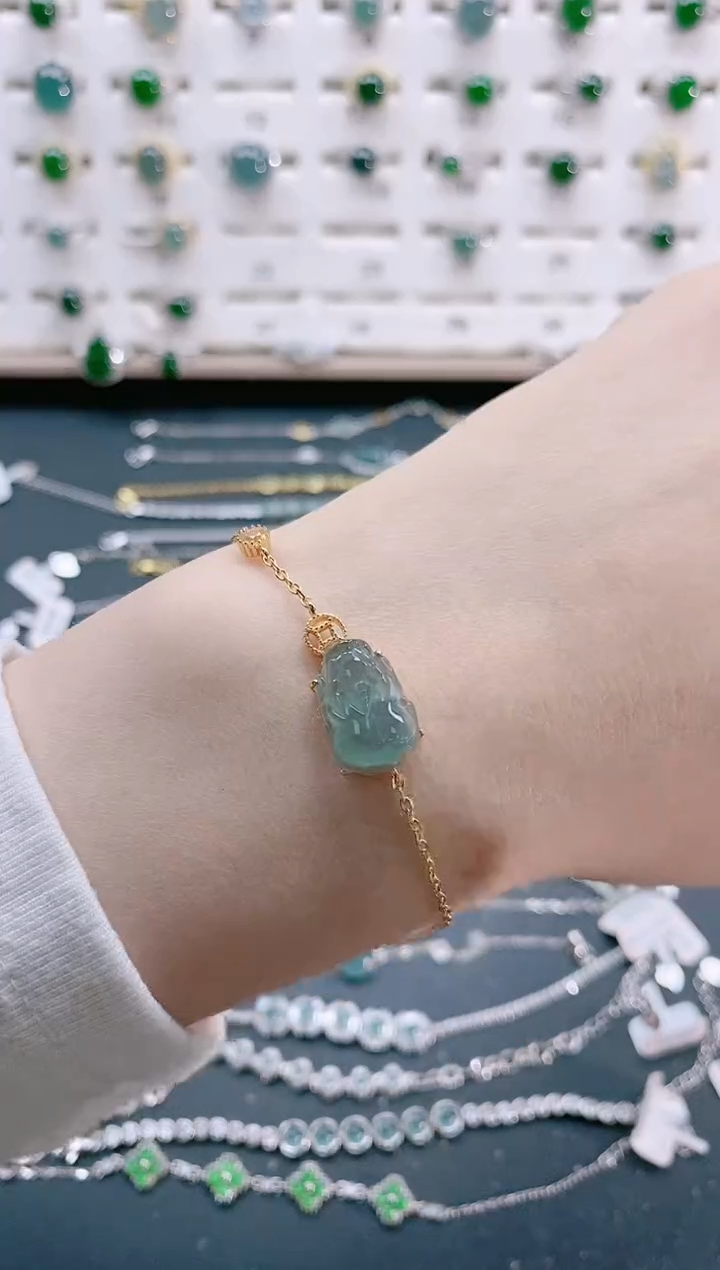 【闪购商品】翡翠手链银S925镶嵌天然翡翠