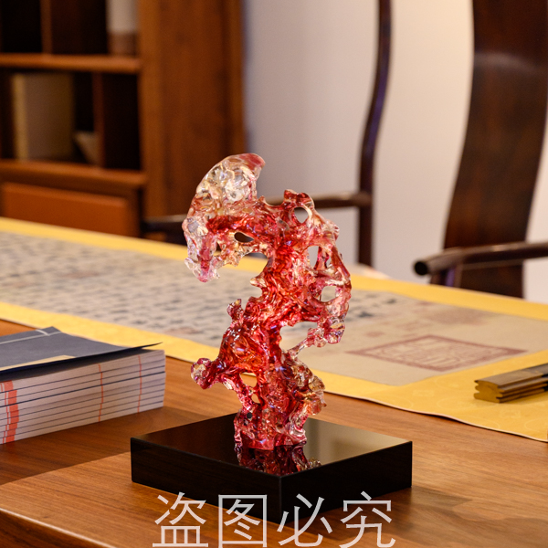 安桔美术馆【玉玲珑-太湖石】新中式现代主义高档纯手工琉璃摆件