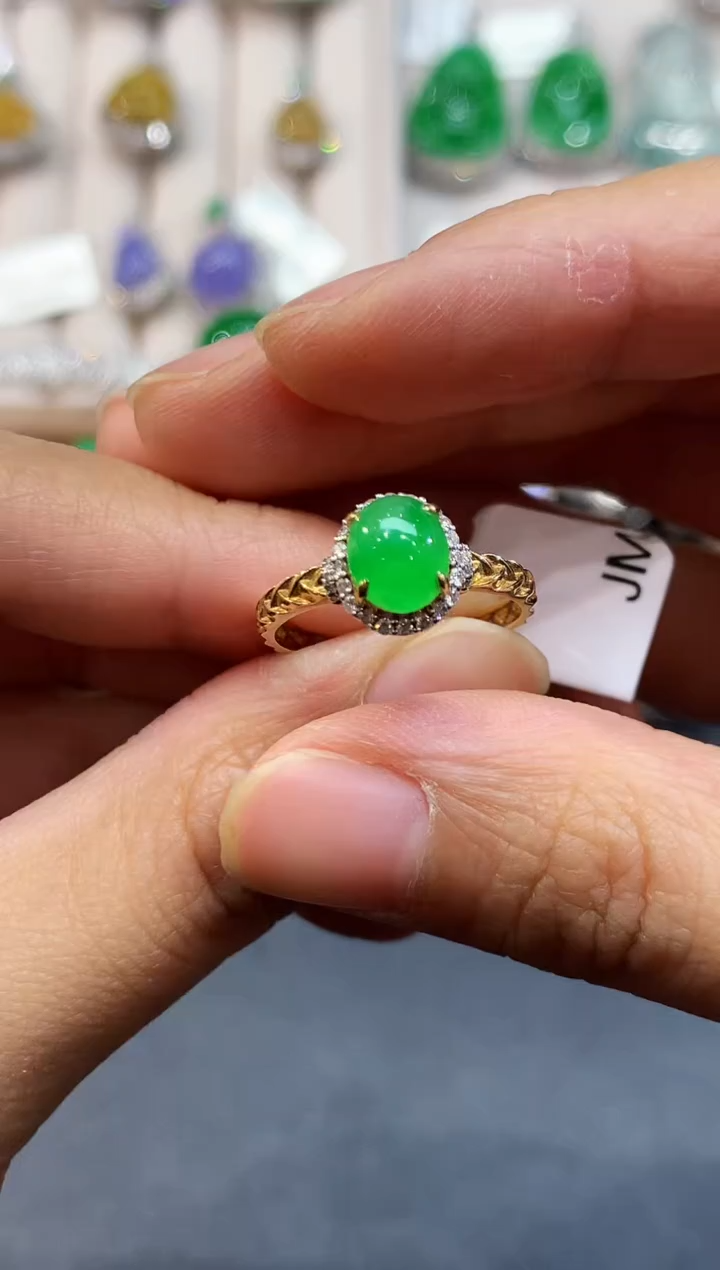 翡翠戒指18K金镶嵌JM2519多样性发其一