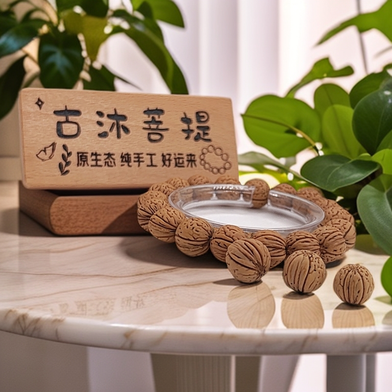 天然野生宽脐麦穗纹文玩桃核手串原皮无修脖挂男女士念珠手持佳品