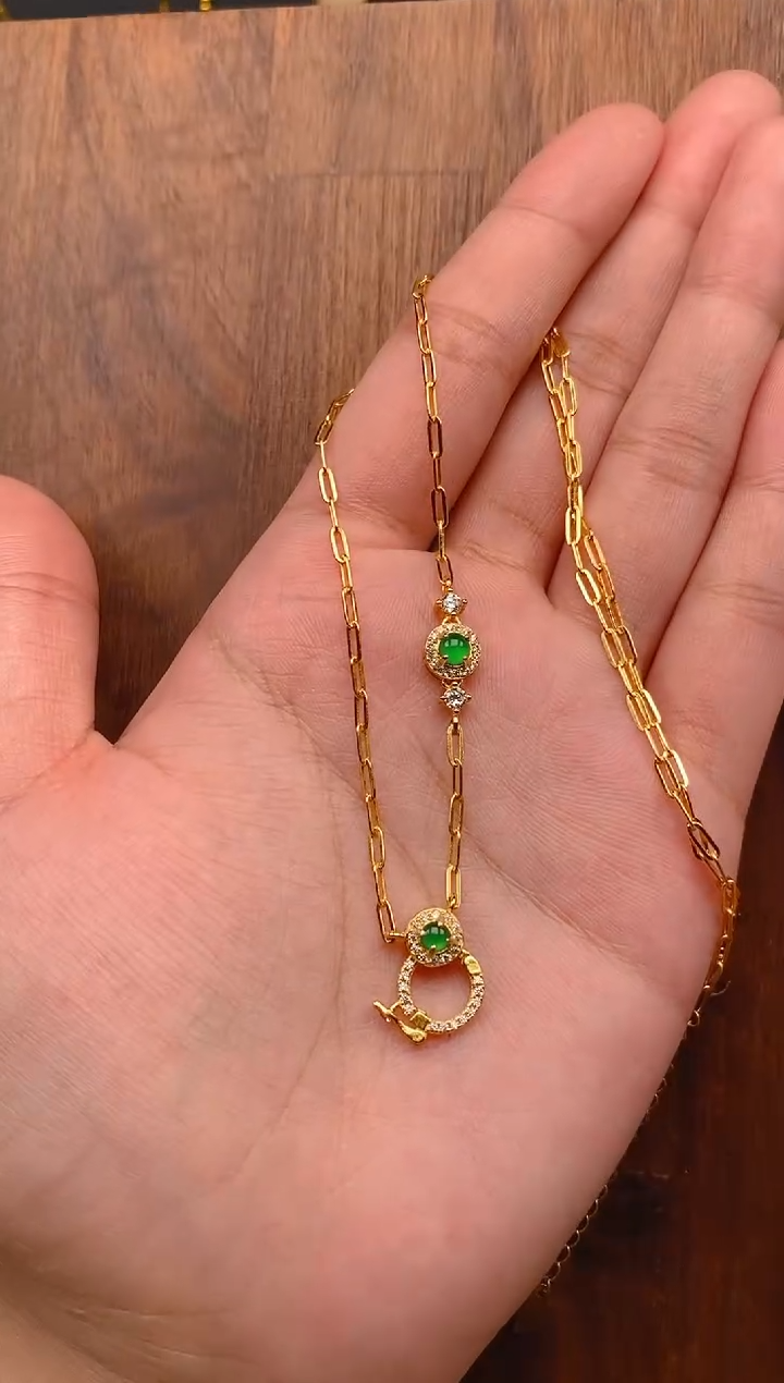 【闪购商品】翡翠项链银S925镶嵌蛋面项链