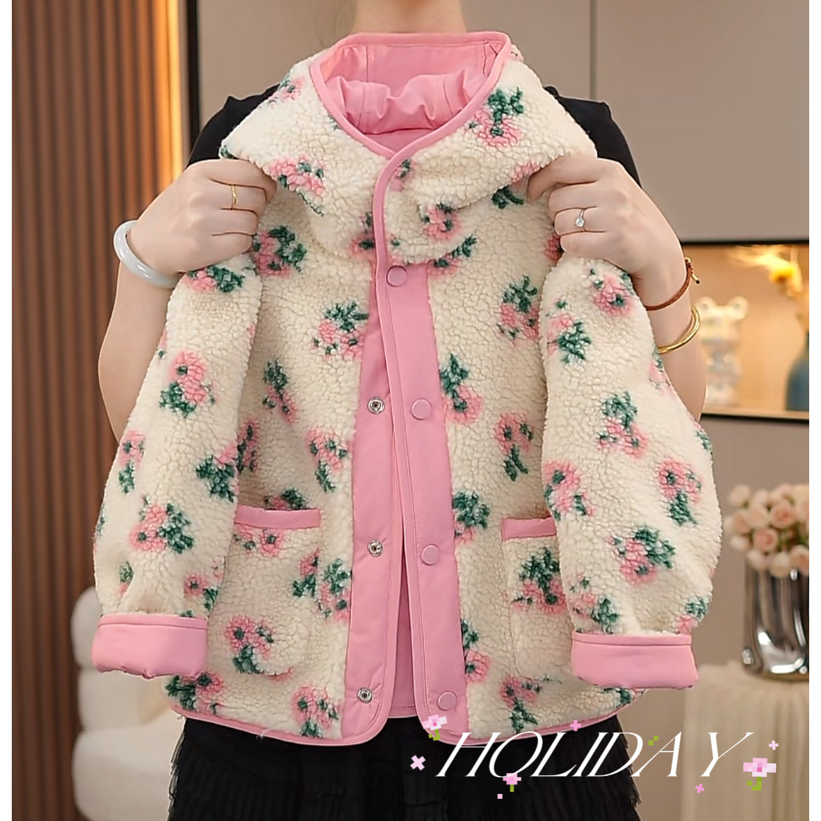 现货-女童秋冬外套韩版2025新款洋气加厚双面穿上衣