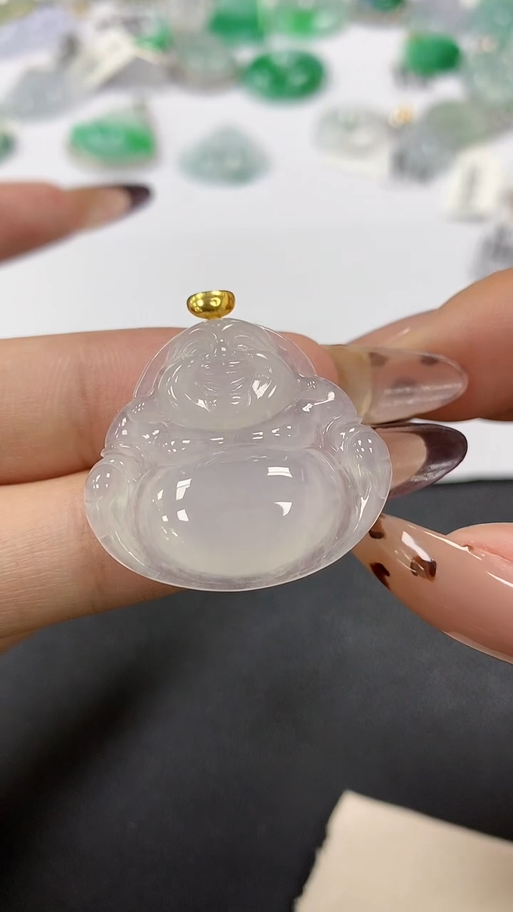 颈饰18K金镶嵌翡翠a货假一赔三支持复检百元上9元证书费自理