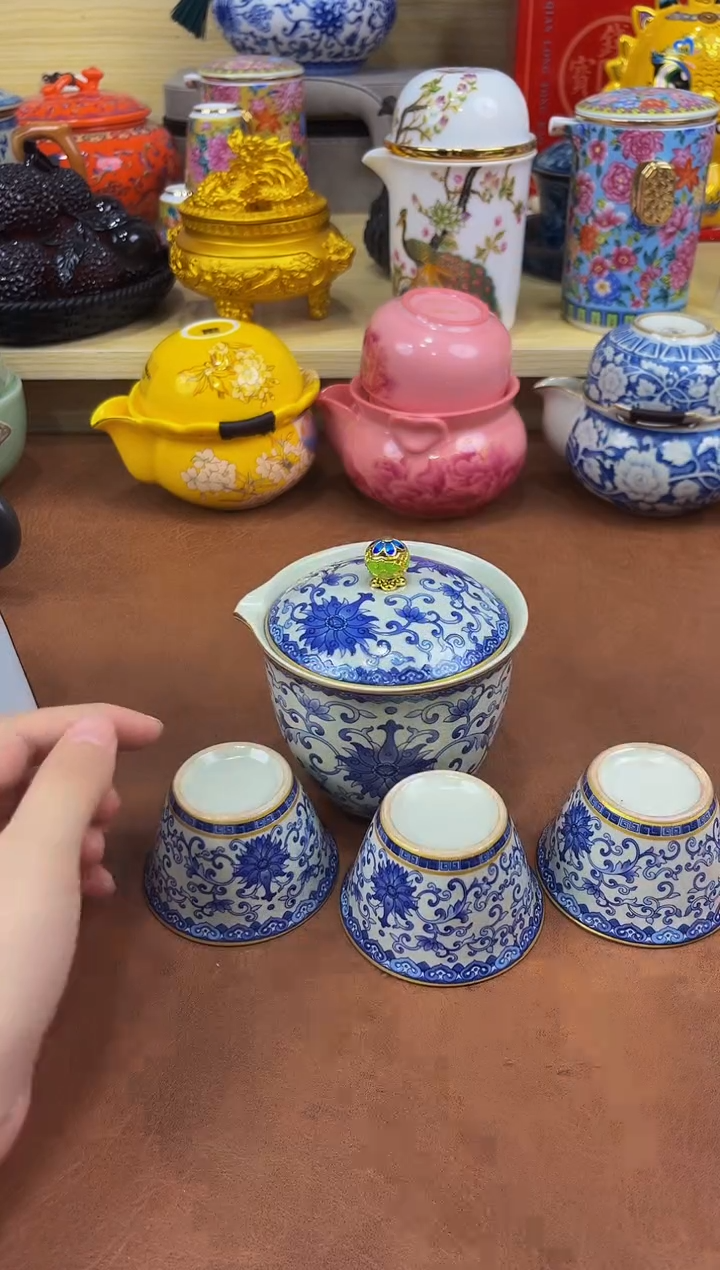 陶瓷茶具摆件旅行套组